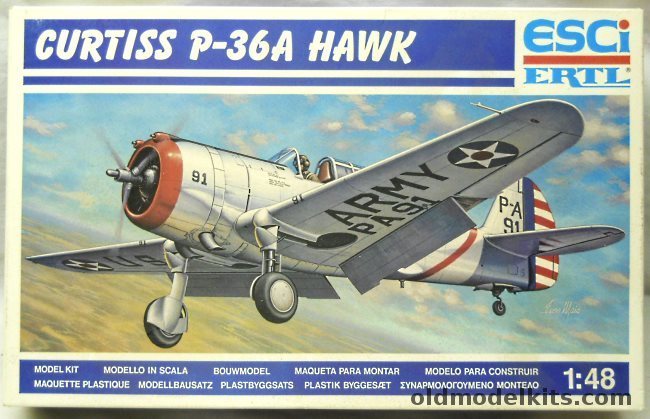 ESCI 1/48 Curtiss P-36A Hawk 75A-3 - USAAC 94th Pursuit Sq 1st Pursuit Group / French Air Force 2e Esc CG 1/4 Dakar Senegal 1942, 4101 plastic model kit